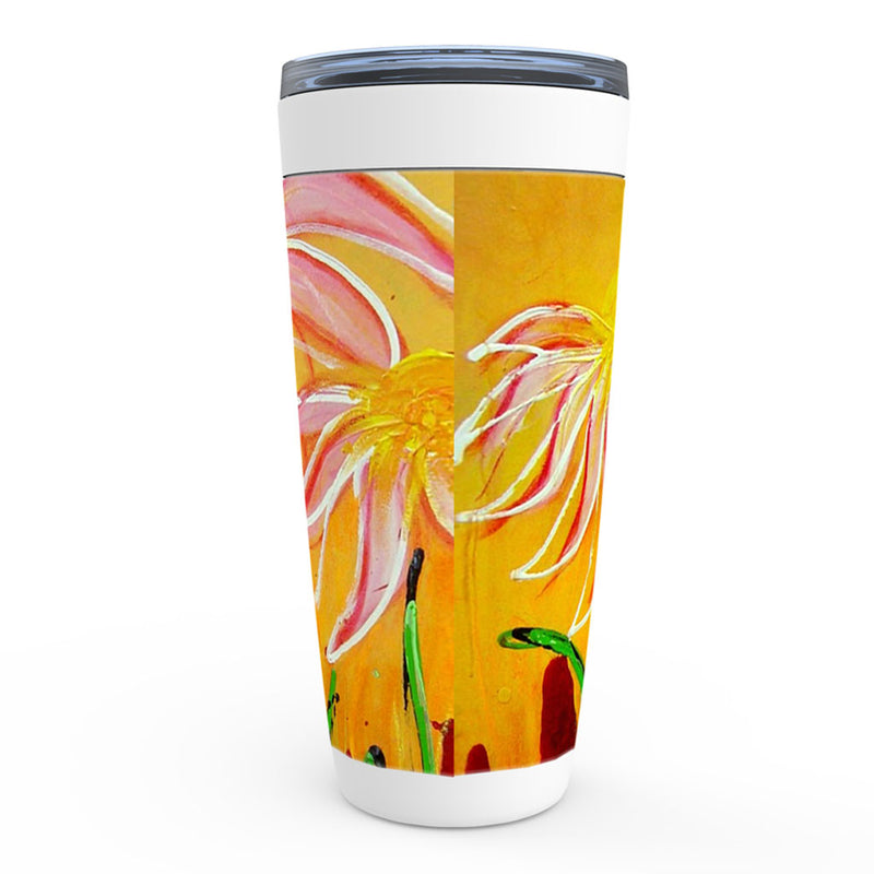 Orange, yellow and pink abstract floral artwork 20 oz tumblers