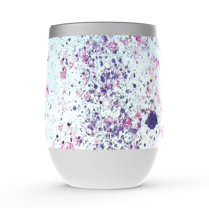 Wine tumbler with lid, Freckle, red, pink and white floral artwork