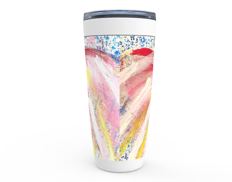 Pink and yellow abstract floral artwork 20 oz tumblers