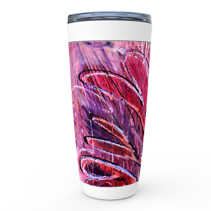 Purple, red and pink love heart artwork insulated tumbler