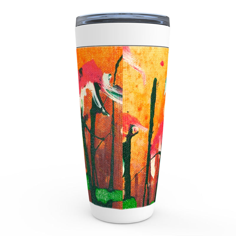 Orange, pink and green abstract floral artwork 20 oz tumblers