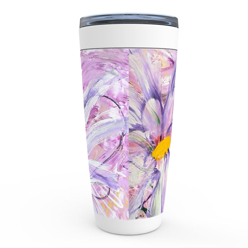 Purple, pink and yellow abstract floral artwork 20 oz tumblers